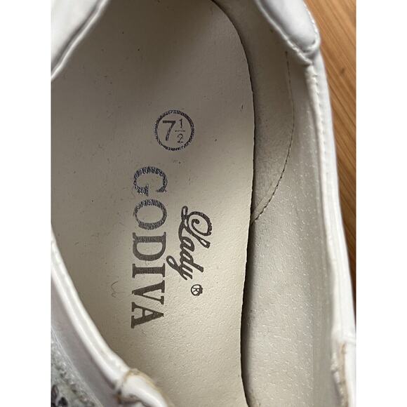 LADY GODIVA Phoebe Embellished Wedge‎ Shoe Womens 7.5 White Sneaker - Picture 8 of 11